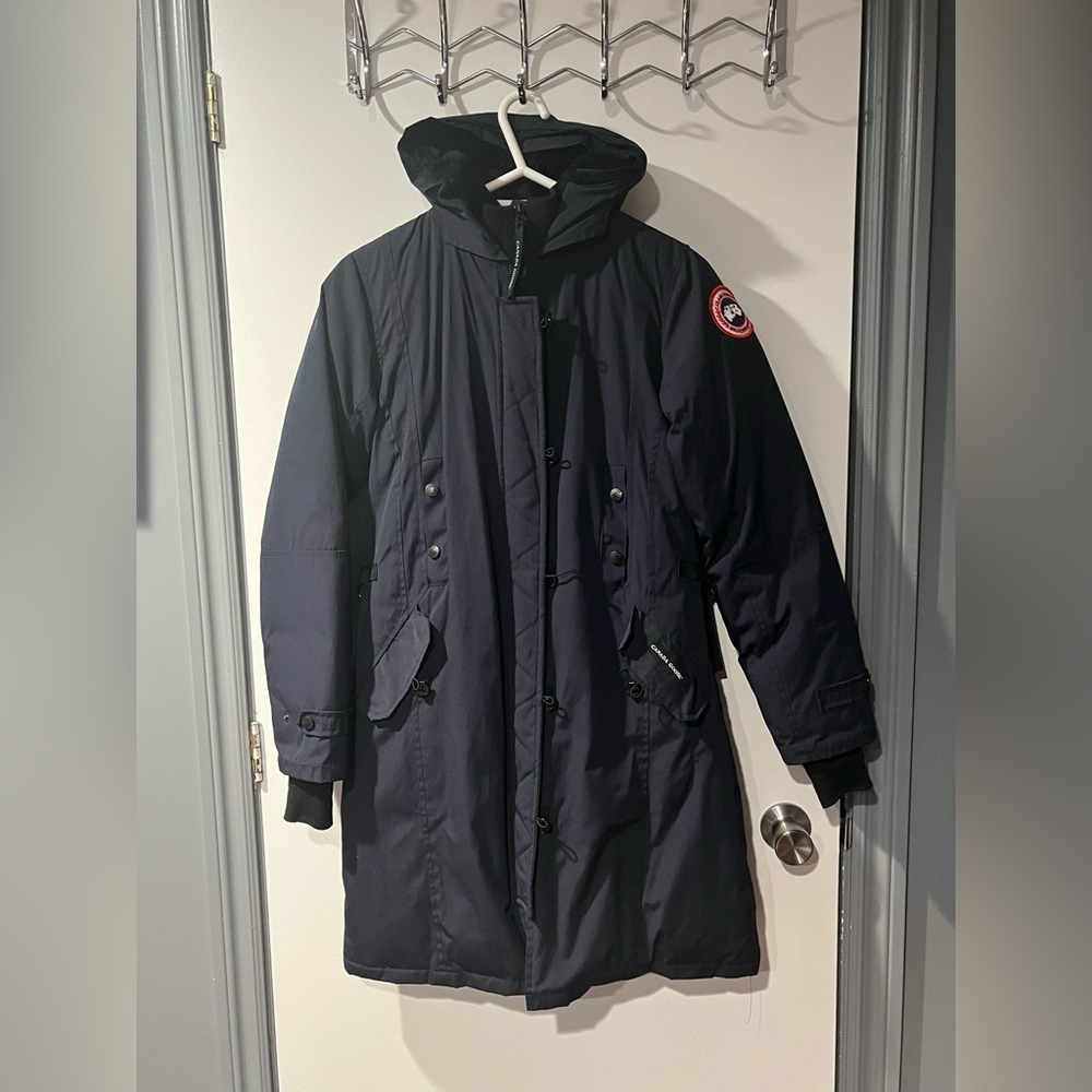 Canada Goose Kensington Parka – Women’s Long Down Coat – Navy – Authentic